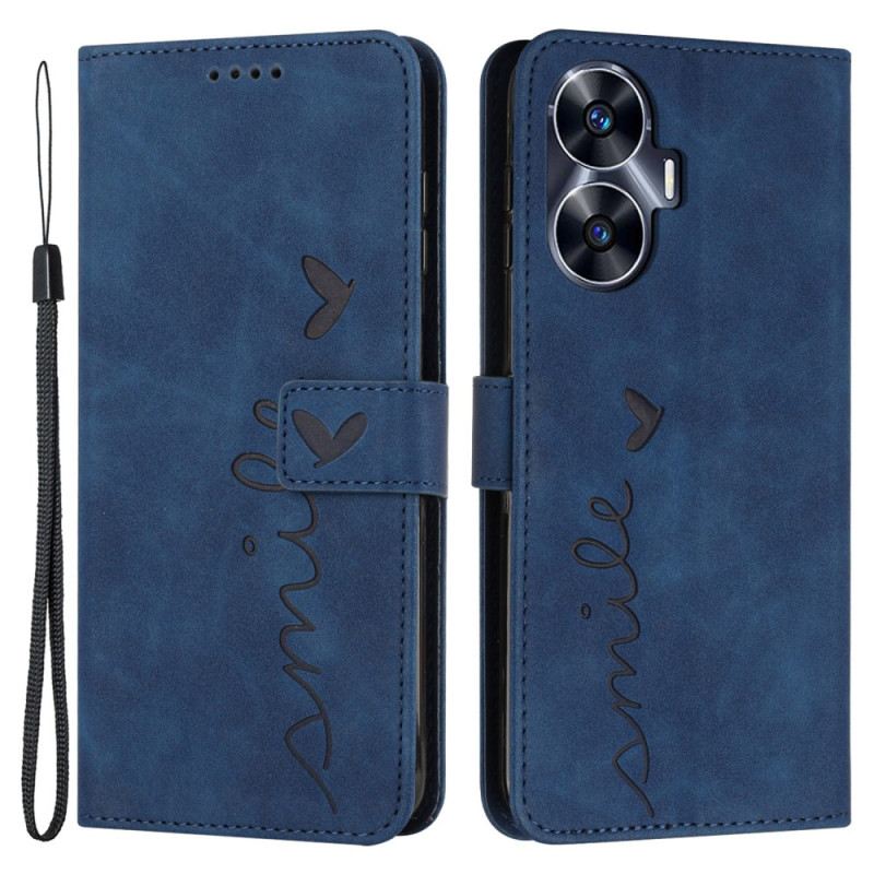 Bőrtok Realme C55 Mosolygós Nyakpánttal