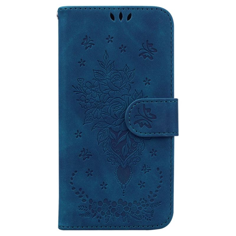 Bőrtok Realme C55 Rózsák És Pillangók Mintája