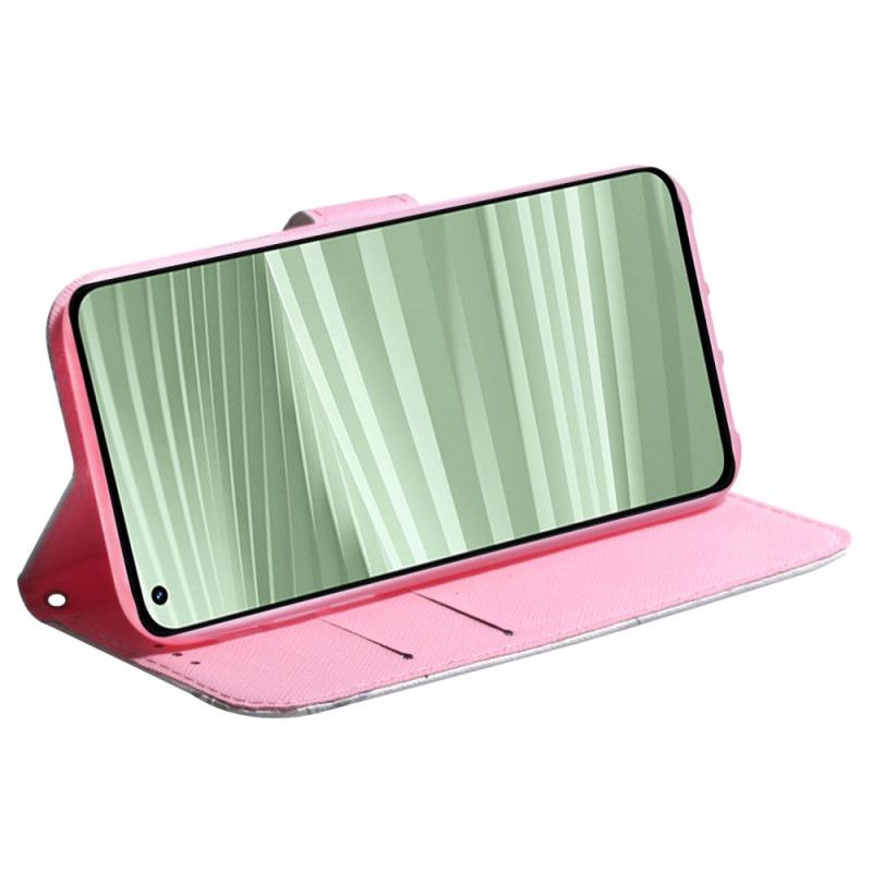 Bőrtok Realme C55 Rózsaszín Virág