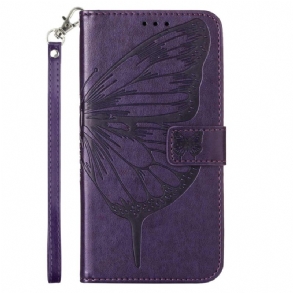 Bőrtok Realme C55 Virágos Pillangómintás Pántos Pénztárca