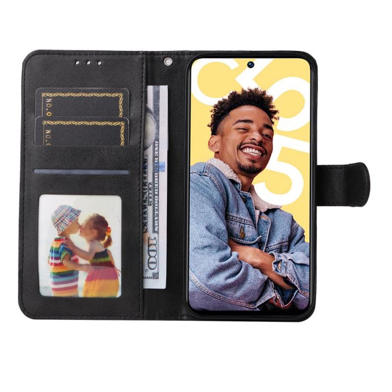 Kinyitható Bőrtok Realme C55 Bőr Textúrájú Szíj