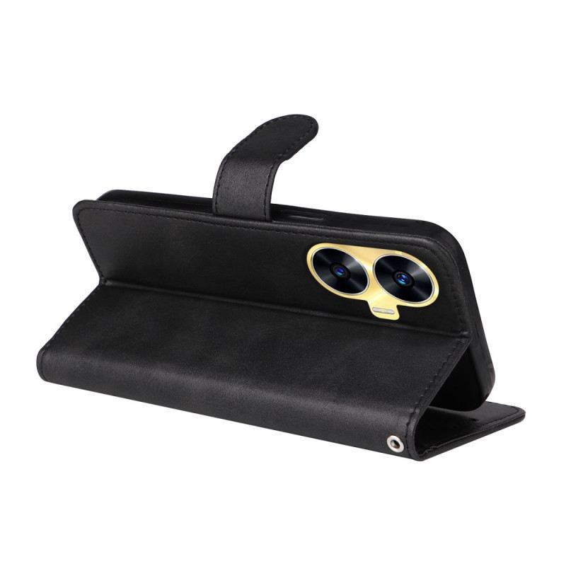 Kinyitható Bőrtok Realme C55 Bőr Textúrájú Szíj