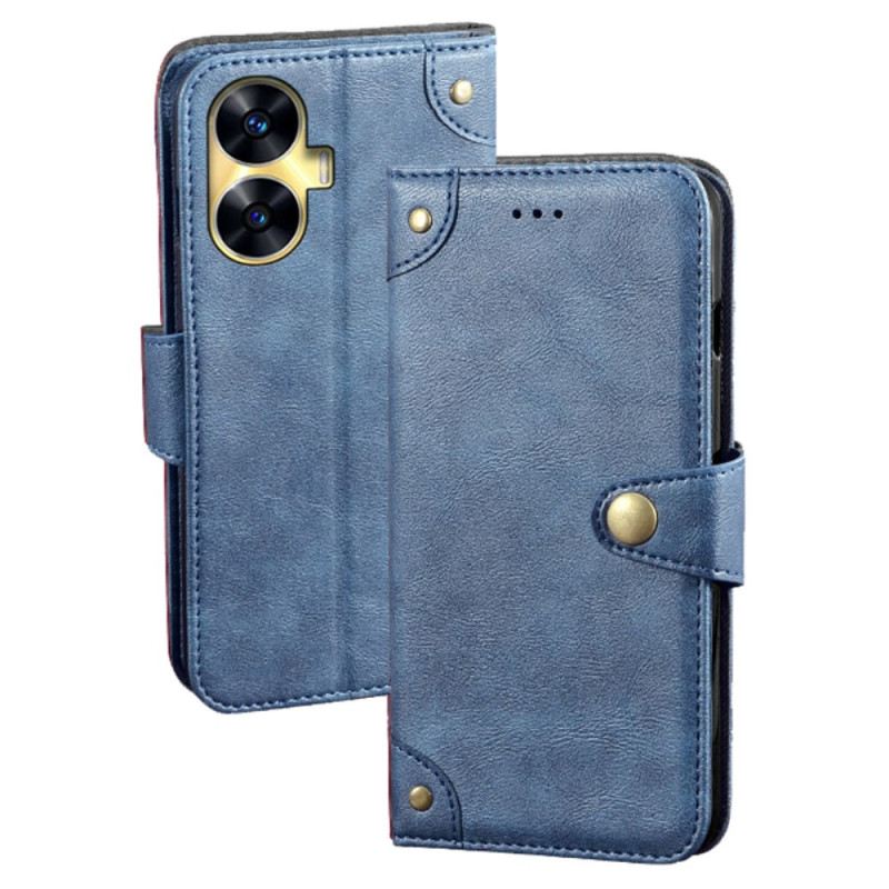 Kinyitható Bőrtok Realme C55 Idewei Arany Gombokkal