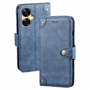 Kinyitható Bőrtok Realme C55 Idewei Arany Gombokkal