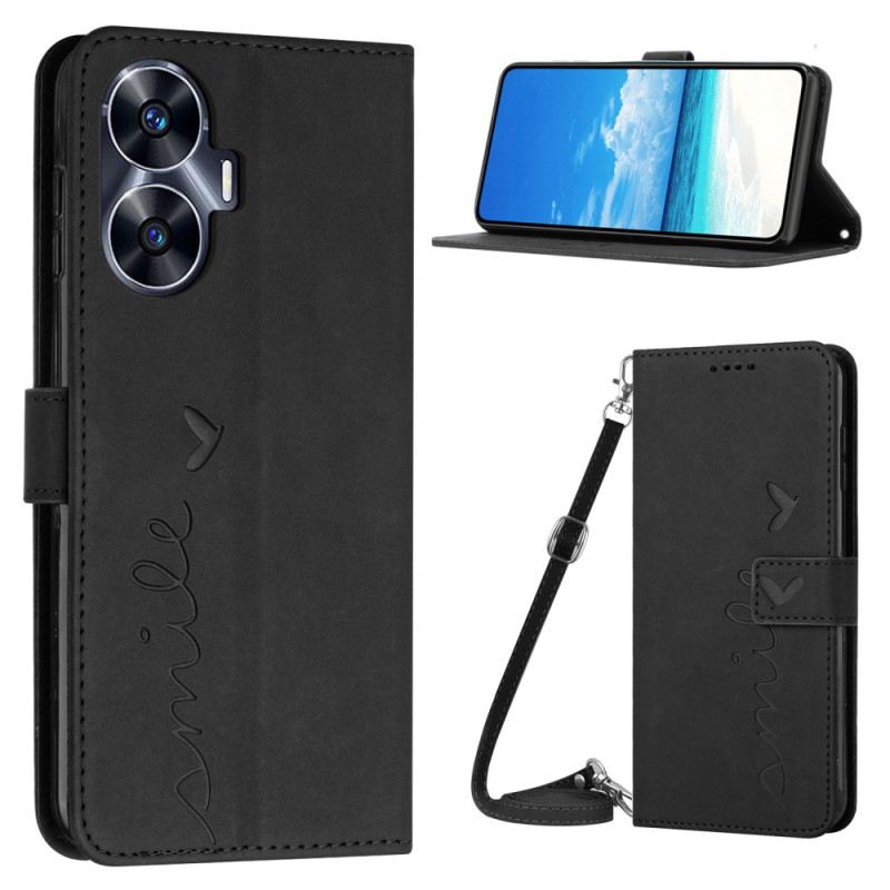 Kinyitható Bőrtok Realme C55 Mosolygós Vállpánttal