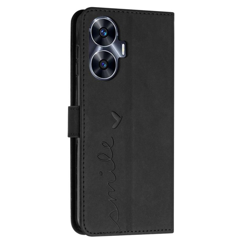 Kinyitható Bőrtok Realme C55 Mosolygós Vállpánttal