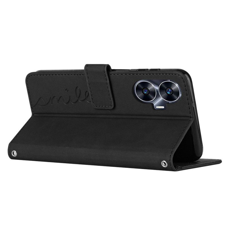 Kinyitható Bőrtok Realme C55 Mosolygós Vállpánttal