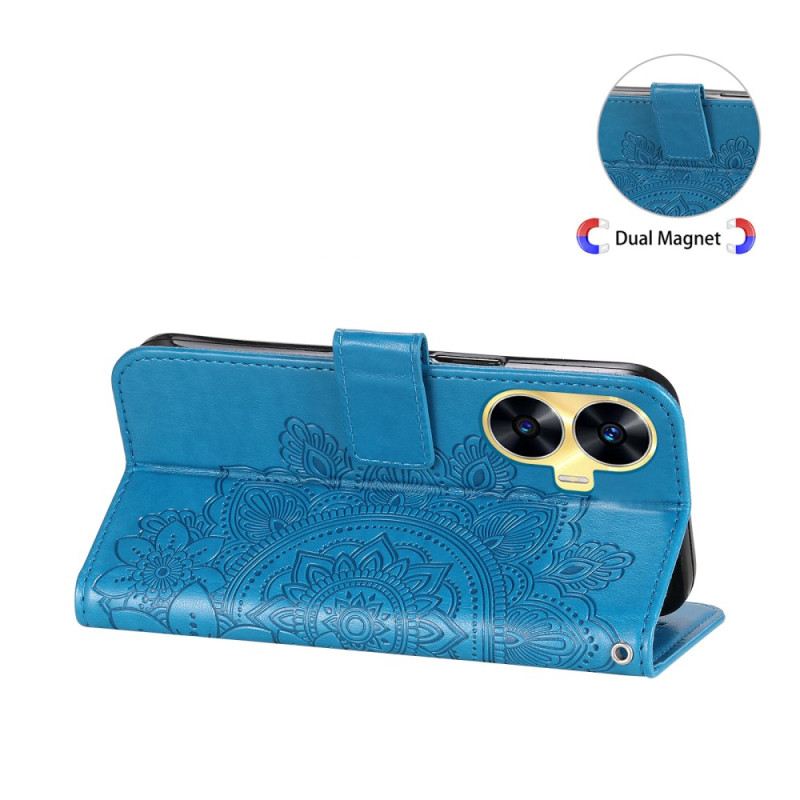 Kinyitható Bőrtok Realme C55 Virágmintás Szíj