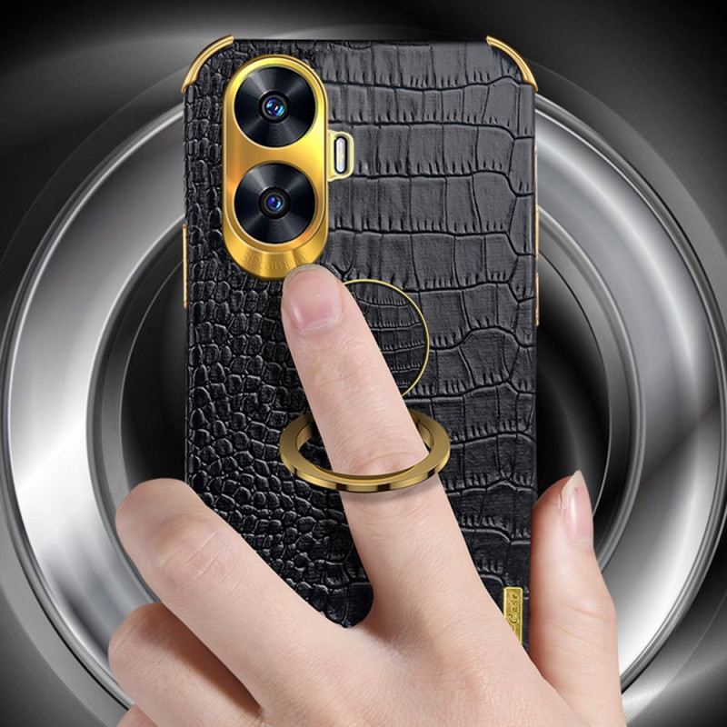 Telefontok Realme C55 Krokodil Textúra Gyűrűvel Tartó