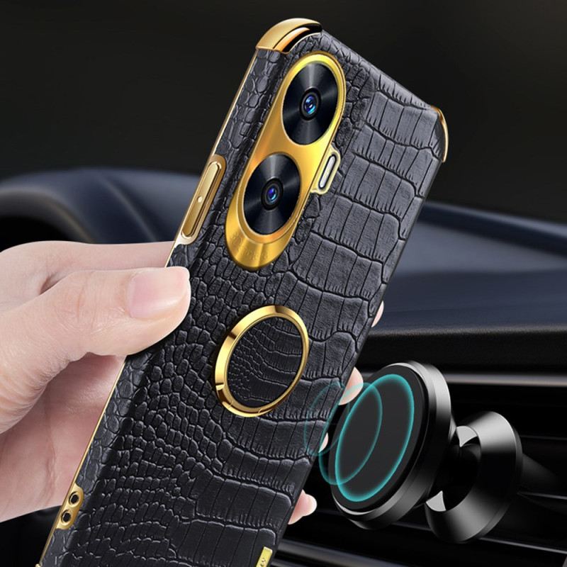 Telefontok Realme C55 Krokodil Textúra Gyűrűvel Tartó