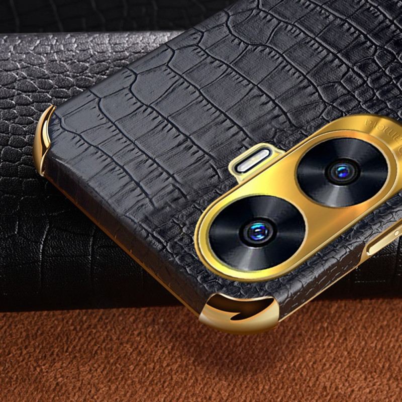 Telefontok Realme C55 Krokodil Textúra Gyűrűvel Tartó