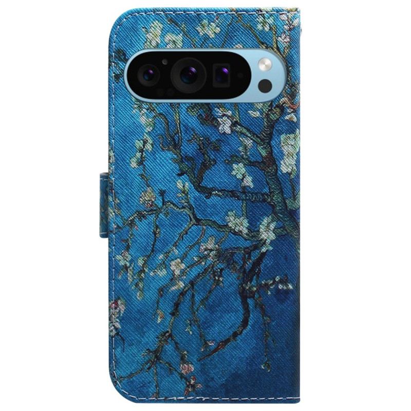Bőrtok Google Pixel 9 Pro Virágos Sárgabarack