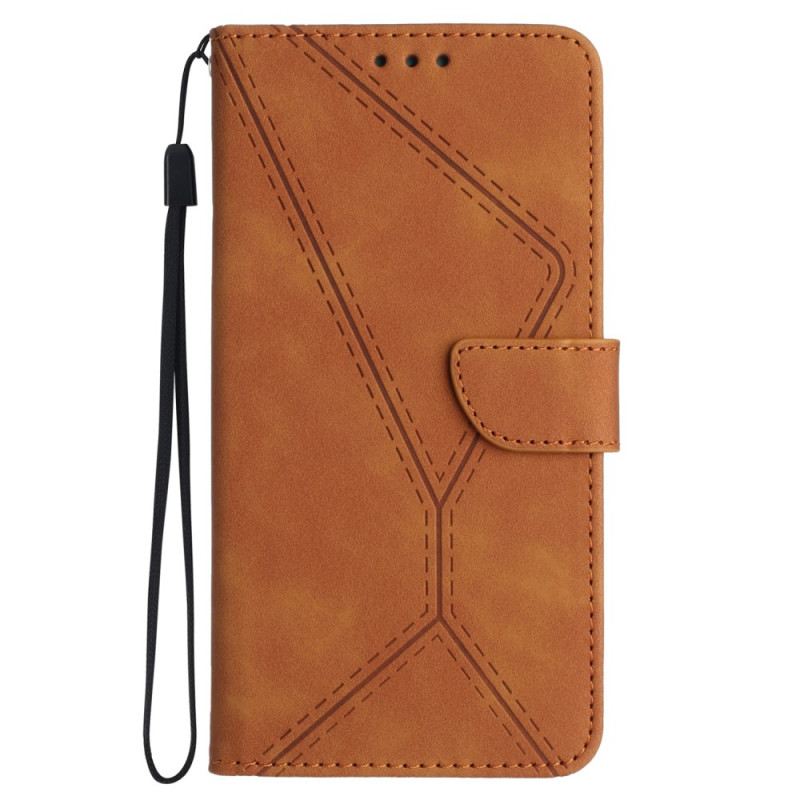 Bőrtok Samsung Galaxy M55 5g Vonalak És Pontozott Pántok