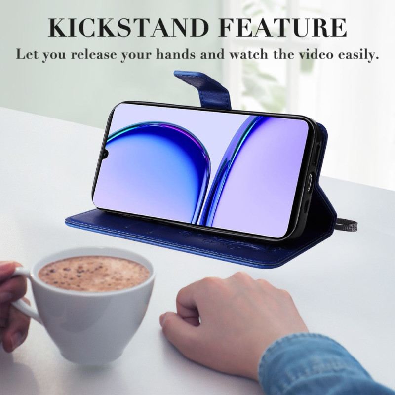 Bőrtok Realme C53 Óriás Pillangók Pánttal