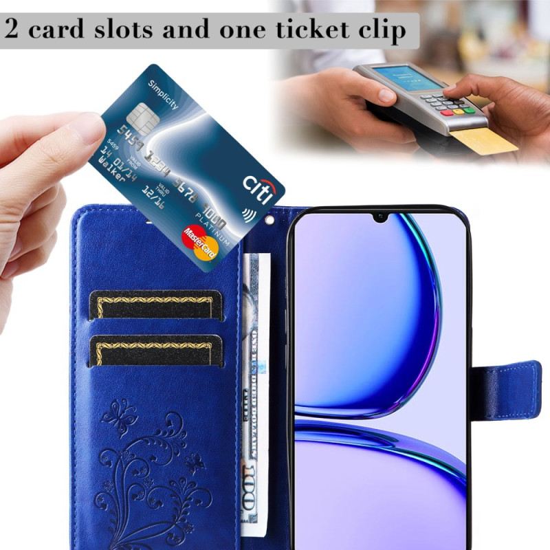 Bőrtok Realme C53 Óriás Pillangók Pánttal