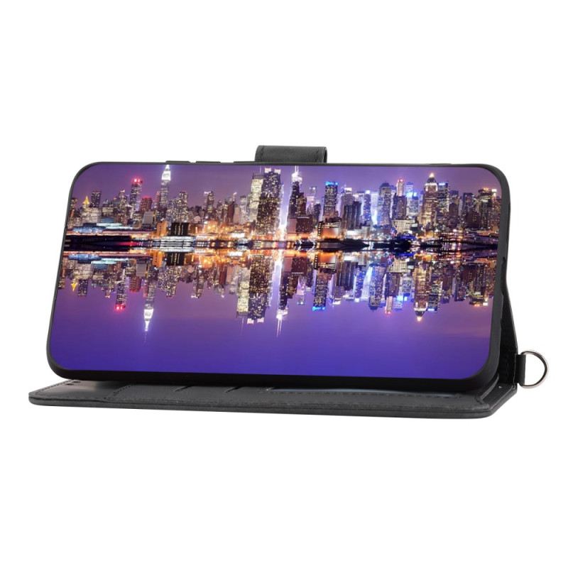 Bőrtok Realme C53 Virágmintás Pánttal És Vállpánttal