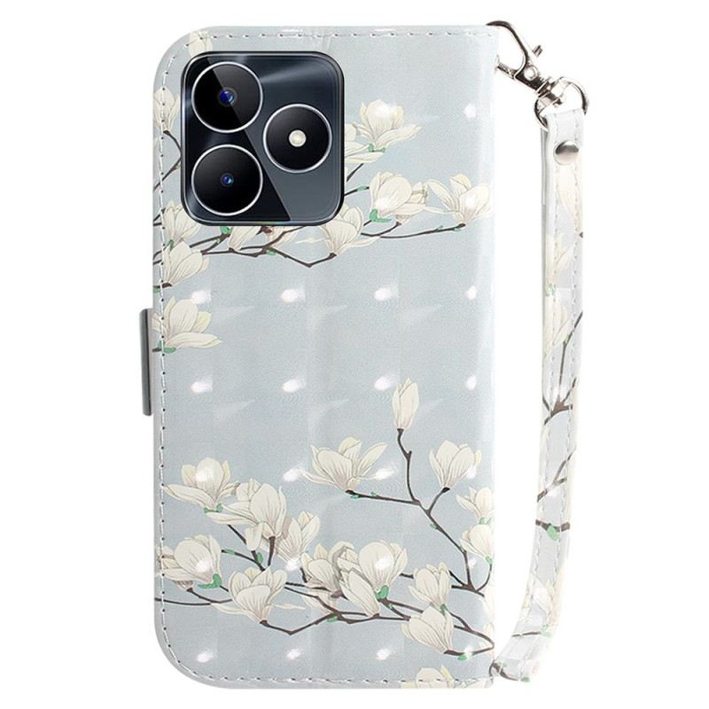 Fliptok Realme C53 Magnólia Tartó Nyakpánttal