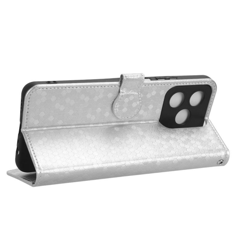 Kinyitható Bőrtok Realme C53 Csillámos Pöttyök Nyakpánttal