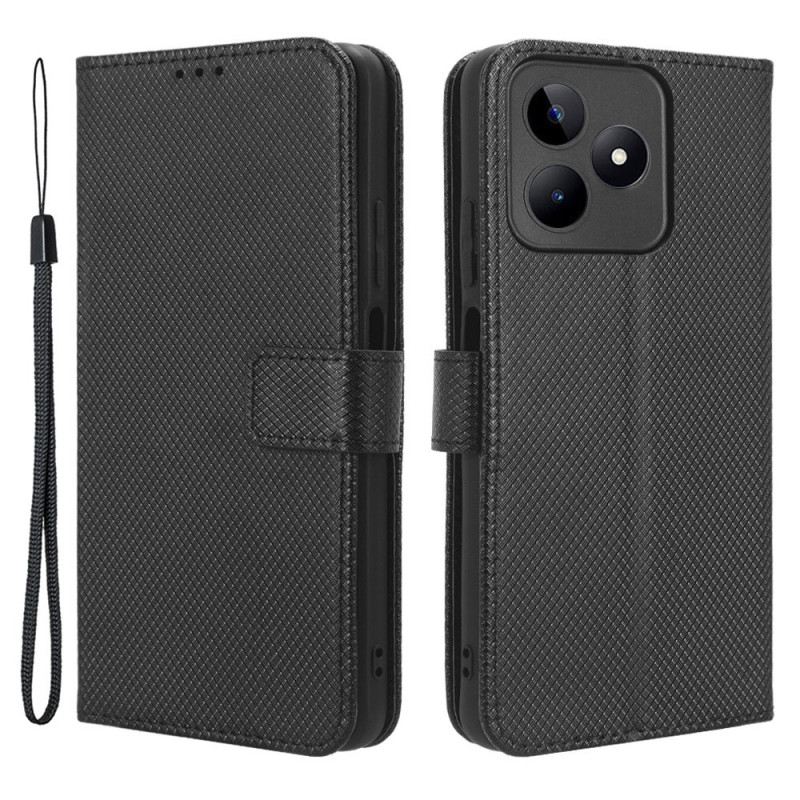 Kinyitható Bőrtok Realme C53 Texturált Pánttal