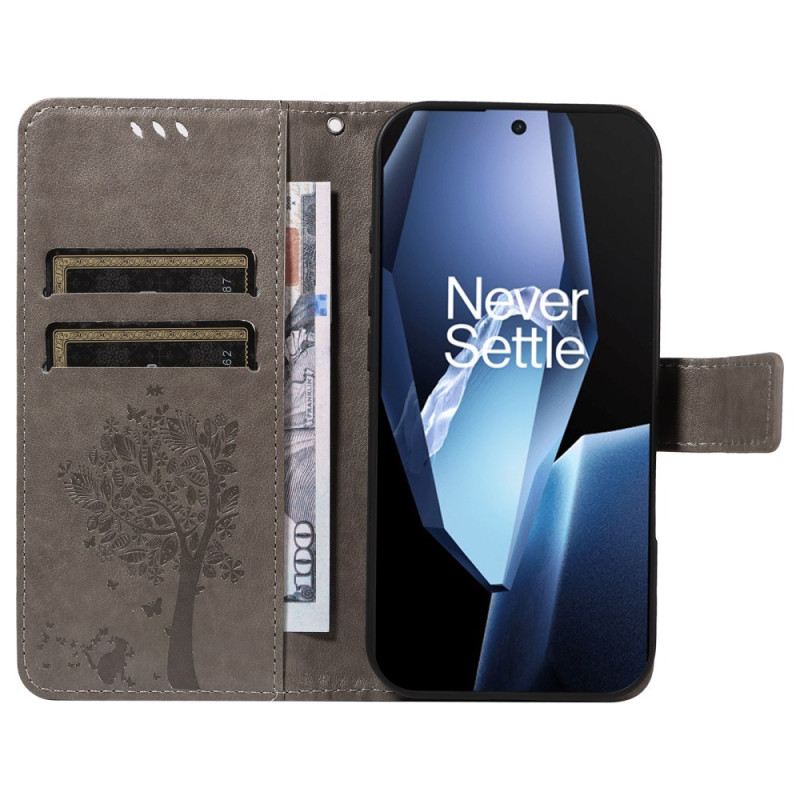 Bőrtok Oneplus 13r Fa És Macska