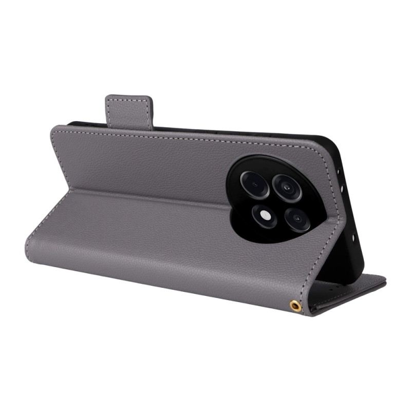 Bőrtok Oneplus 13r Licsi Textúra Pánttal