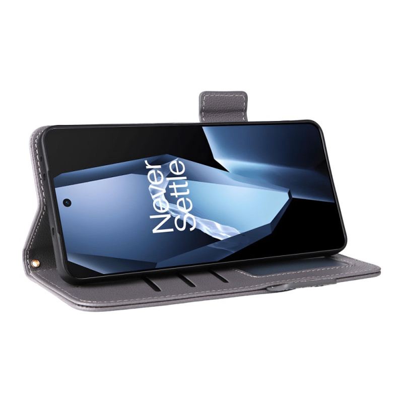 Bőrtok Oneplus 13r Licsi Textúra Pánttal