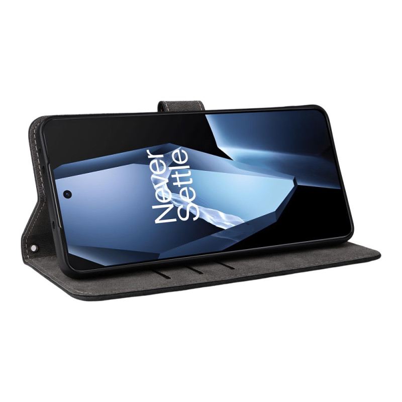 Bőrtok Oneplus 13r Rfid Blokkoló Bőr Hatású Pánttal