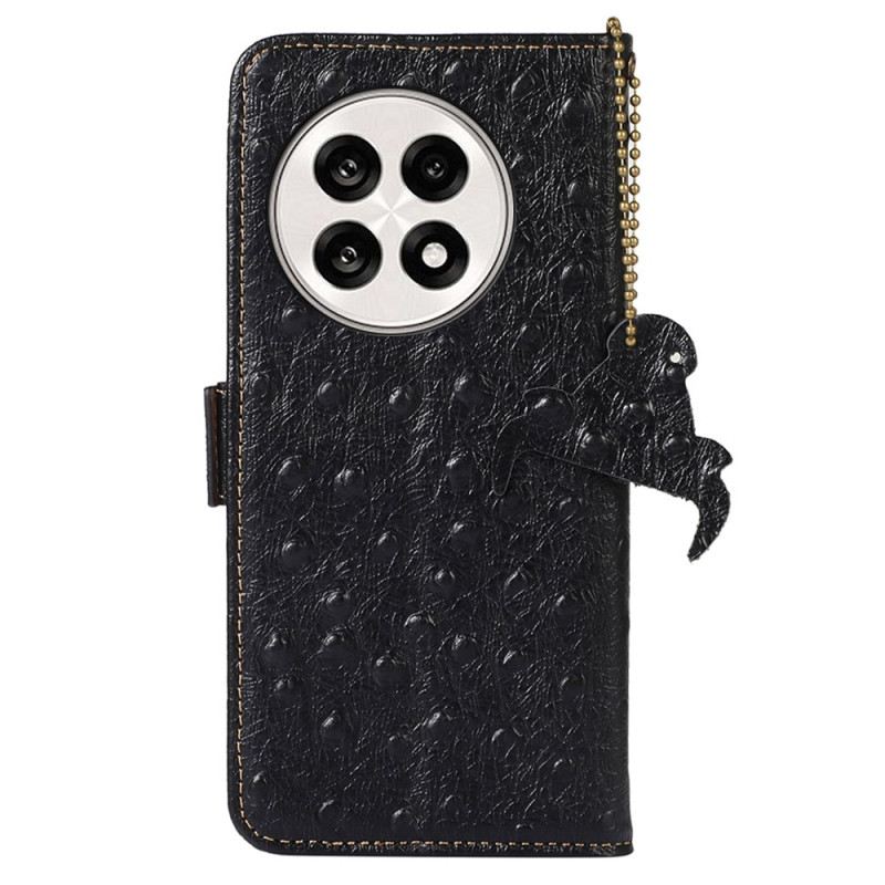 Bőrtok Oneplus 13r Rfid-blokkoló Strucc Textúrájú Bőr