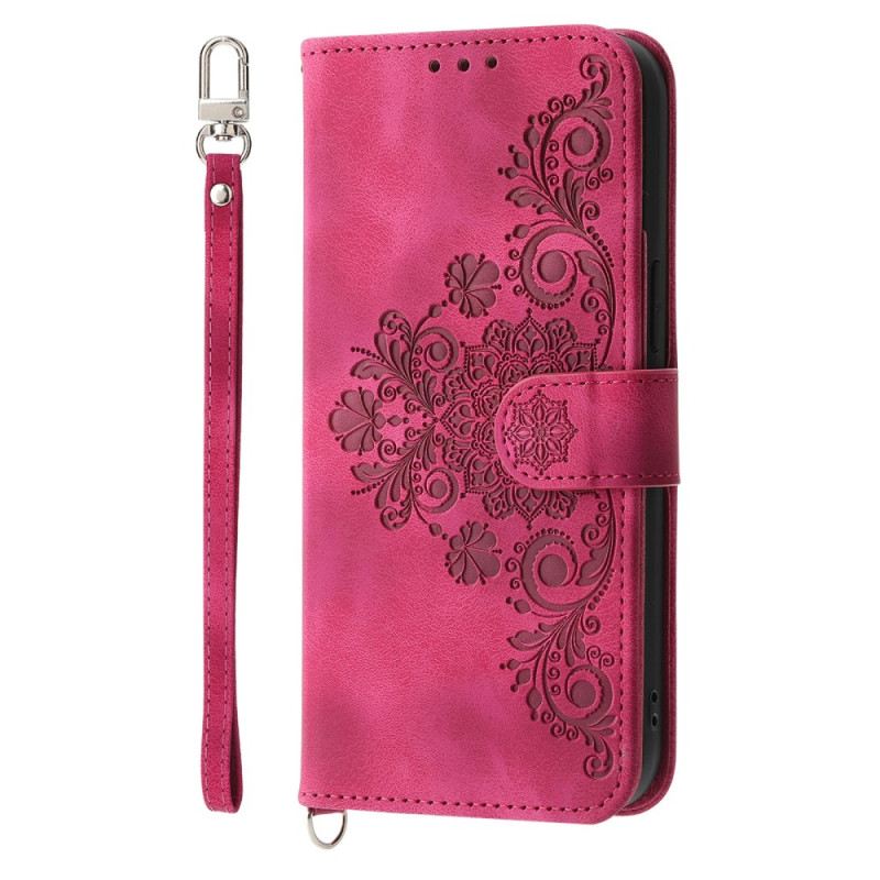 Fliptok Oneplus 13r Velúr Csipkehatású Velúr Pánttal És Vállpánttal