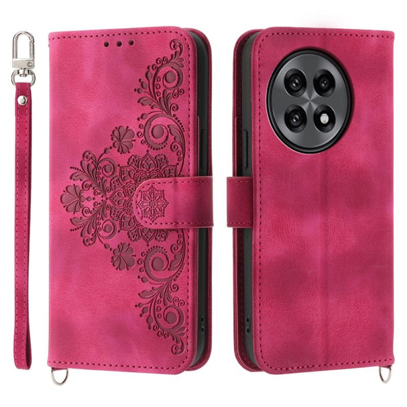 Fliptok Oneplus 13r Velúr Csipkehatású Velúr Pánttal És Vállpánttal