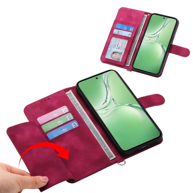 Fliptok Oneplus 13r Velúr Csipkehatású Velúr Pánttal És Vállpánttal