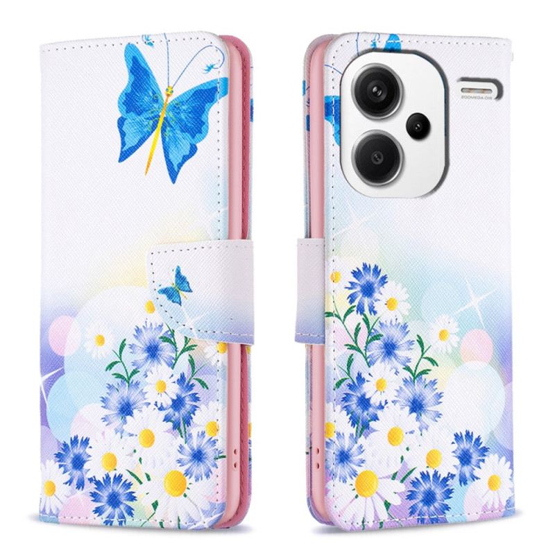 Fliptok Xiaomi Redmi Note 13 Pro Plus 5g Pillangók És Virágok Akvarell