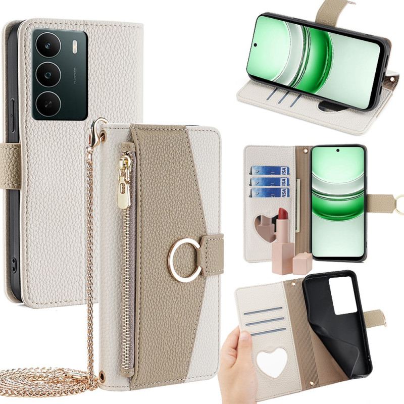 Bőrtok Realme C71 Tükrös És Láncos Pénztárca