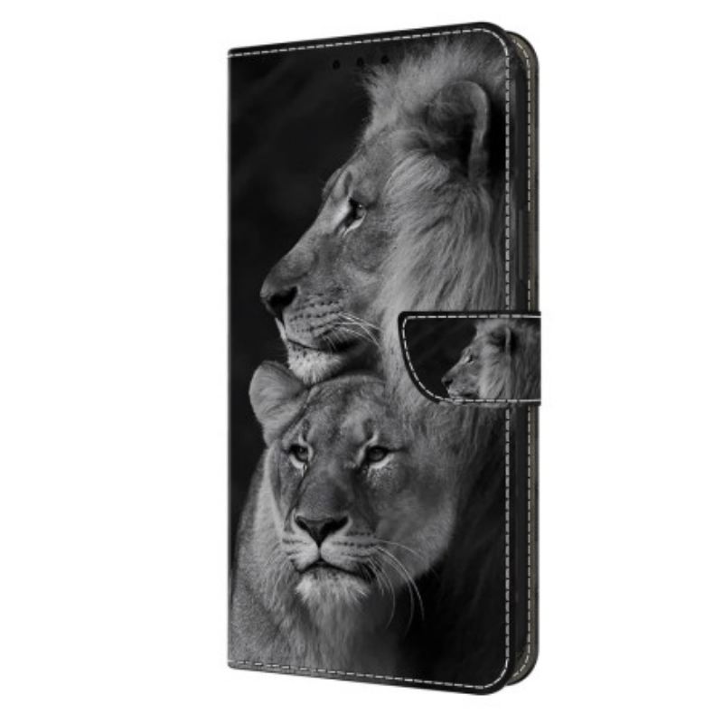 Bőrtok Oppo A98 5g Pár Oroszlán