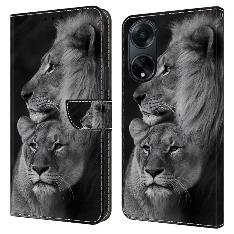 Bőrtok Oppo A98 5g Pár Oroszlán