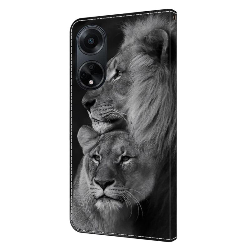 Bőrtok Oppo A98 5g Pár Oroszlán