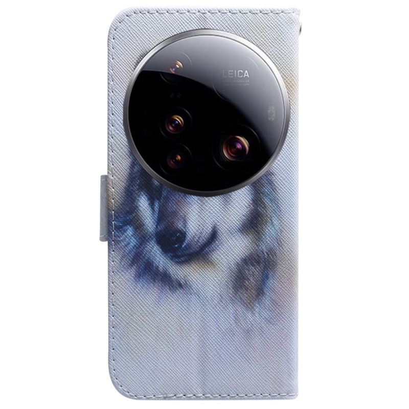 Bőrtok Xiaomi 15 Ultra Akvarell Farkas