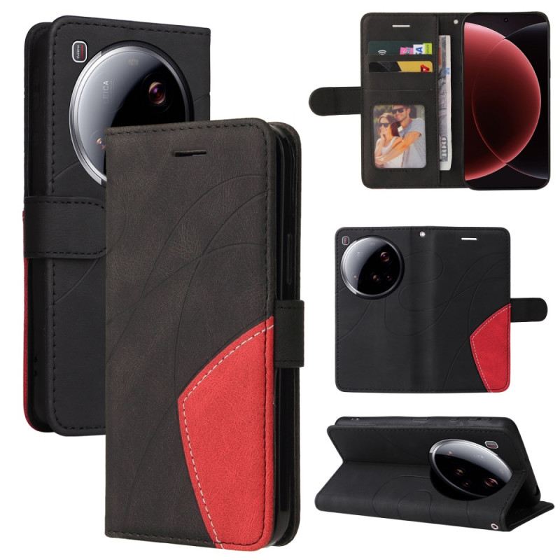 Bőrtok Xiaomi 15 Ultra Kétszínű Hullámos Vonalak