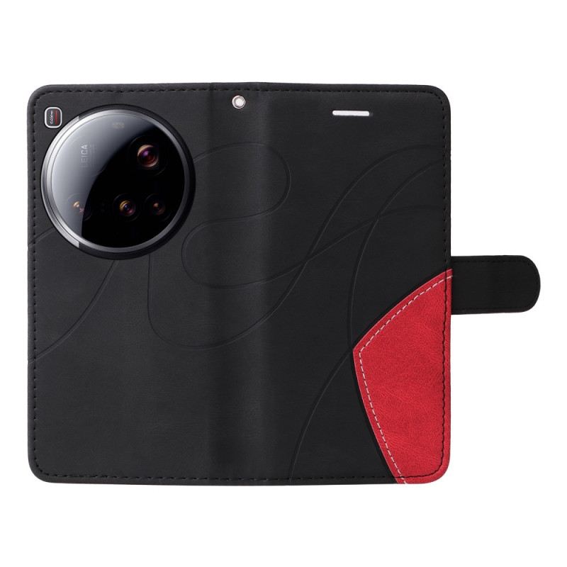 Bőrtok Xiaomi 15 Ultra Kétszínű Hullámos Vonalak