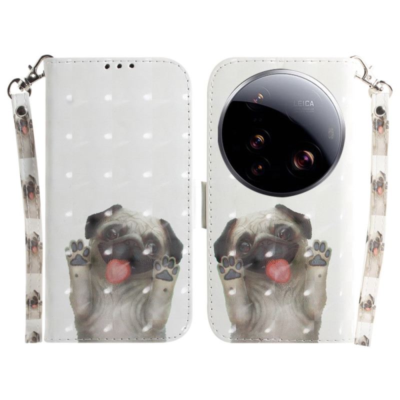 Bőrtok Xiaomi 15 Ultra Mopsz Nyakpánttal