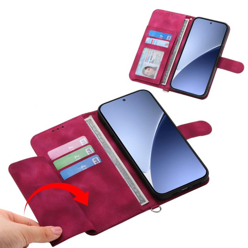 Bőrtok Xiaomi 15 Ultra Virágmintás Pánttal És Vállpánttal