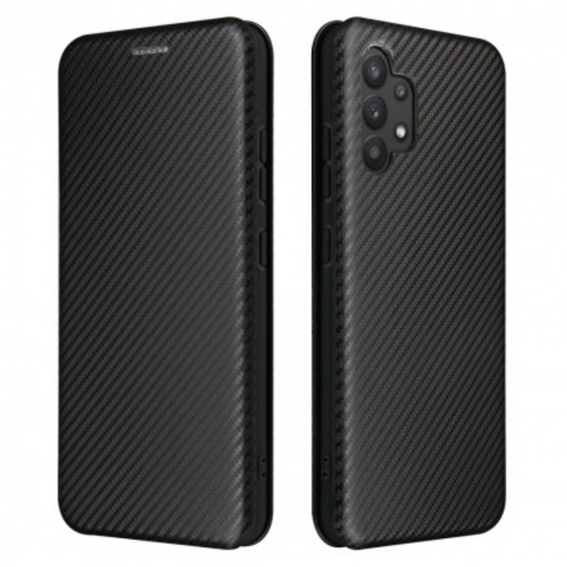 Fliptok Samsung Galaxy A32 Bőrtok Szénrost