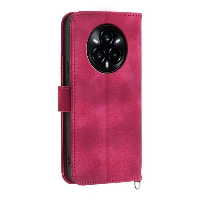 Bőrtok Realme 14 Pro Plus 5g Csipkés Velúr Hatású Pánttal És Vállpánttal