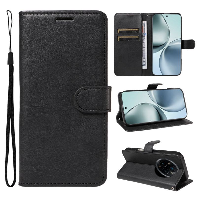 Bőrtok Realme 14 Pro Plus 5g Egyszínű Műbőr Szíj