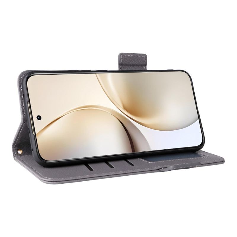 Bőrtok Realme 14 Pro Plus 5g Licsi Műbőr Pánttal