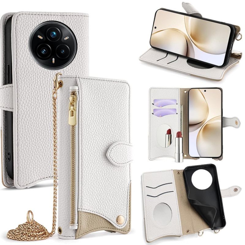 Bőrtok Realme 14 Pro Plus 5g Tükör És Lánc