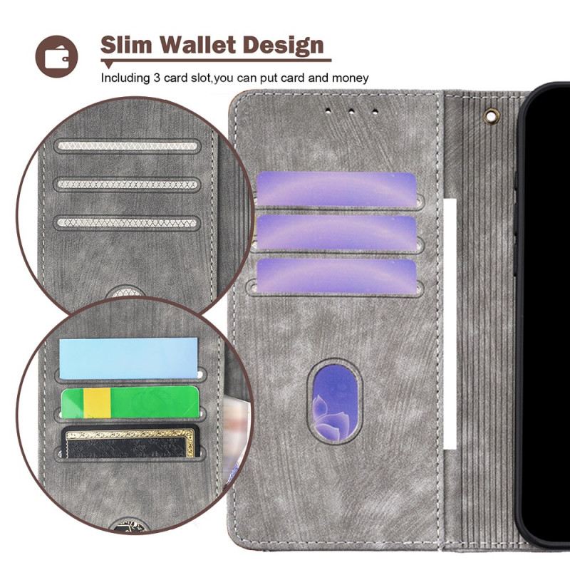 Bőrtok Realme 14 Pro Plus 5g Vintage Dizájn Rfid-blokkolással