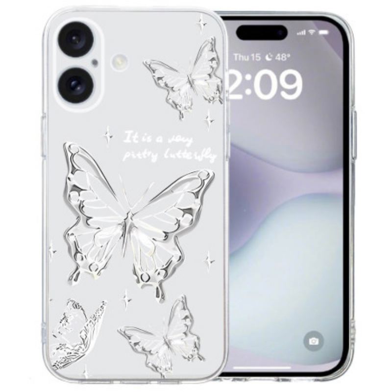 Tok iPhone 16 Átlátszó Szegélyes Pillangók
