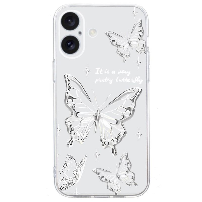 Tok iPhone 16 Átlátszó Szegélyes Pillangók