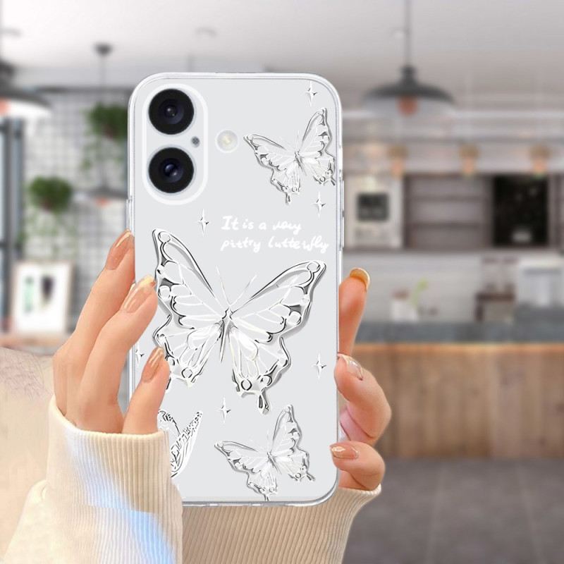 Tok iPhone 16 Átlátszó Szegélyes Pillangók